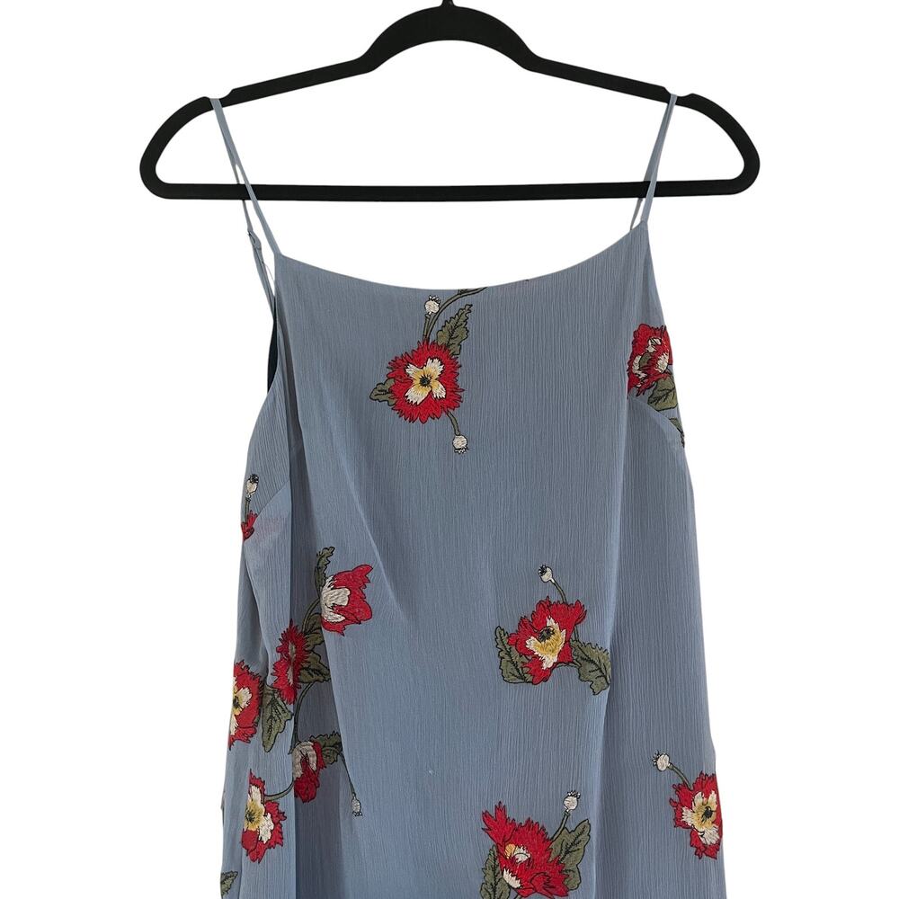 Rag & Bone Joelene Crepon Embroidered Floral Slip Dress Light Blue Size 8 - Picture 3 of 10